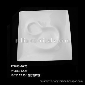 Utility White Porcelain Square Shape Plate for Restaurant
